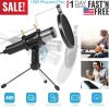 Professional Condenser Microphone Studio Recording Cardioid Microphone w/180° Tripods Pop Filter USB Plug for Podcasting Gaming Chatting