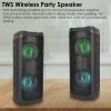KOCASO Wireless Speaker Portable PA Karaoke System with 8" Subwoofer Sound System Wired Microphone w/ DJ Lights FM Remote Control