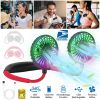 Neck Hanging Fan Hand Free Portable Aromatherapy USB Fans 360°Rotatable Rechargeable Dual Cooling Fans w/Color Changing Led