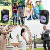 KOCASO Wireless Speaker Portable PA Karaoke System with 15" Subwoofer FM Radio Wired Microphone w/ DJ Lights Remote Control