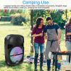 KOCASO Wireless Speaker Portable PA Karaoke System with 12" Subwoofer FM Radio Wired Microphone w/ DJ Lights FM Remote Control