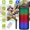 Portable Wireless Party Speaker Dual 8in Colorful Lights DJ PA System with TWS Function FM Radio USB MMC Card Reading Aux In Recording Function Wirele