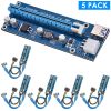 5Sets PCI-E PCI Express Risers GPU Mining Powered 1X to 16X Riser Adapter Card w/ 23.62in USB 3.0 Cable MOLEX To SATA Power Cable 4 Solid Capacitors V