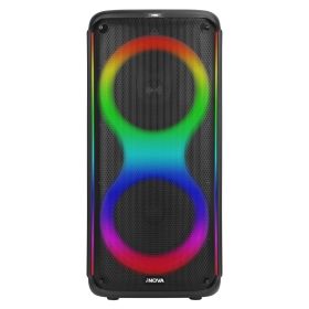 Portable Wireless Party Speaker with 7 Colorful Lights Remote Control Party Speaker with TWS Function FM Radio USB MMC Card Reading Aux In Recording F