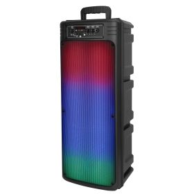 Portable Wireless Party Speaker Dual 8in Colorful Lights DJ PA System with TWS Function FM Radio USB MMC Card Reading Aux In Recording Function Wirele