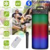 Portable Wireless Party Speaker Dual 8in Colorful Lights DJ PA System with TWS Function FM Radio USB MMC Card Reading Aux In Recording Function Wirele