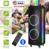Portable Wireless Party Speaker Colorful Lights DJ PA System with TWS Function FM Radio USB MMC Card Reading Aux In Guitar Input Recording Function Mi