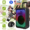 Portable Wireless Party Speaker Party Speaker with with 5 Colorful Lighting Modes TWS FM USB MMC Slot Aux In Recording Mic Priority Trolley Handle 2 W