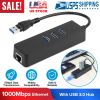 3 Ports USB 3.0 Hub Gigabit Ethernet Adapter 10/100/1000 Mbps Converter LAN RJ45 Wired USB Network Adapter