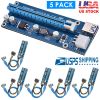 5Sets PCI-E PCI Express Risers GPU Mining Powered 1X to 16X Riser Adapter Card w/ 23.62in USB 3.0 Cable MOLEX To SATA Power Cable 4 Solid Capacitors V