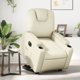 Electric Stand up Recliner Chair Cream Faux Leather