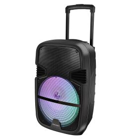 KOCASO Wireless Speaker Portable PA Karaoke System with 15" Subwoofer FM Radio Wired Microphone w/ DJ Lights Remote Control