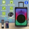 Portable Wireless Party Speaker Party Speaker with with 5 Colorful Lighting Modes TWS FM USB MMC Slot Aux In Recording Mic Priority Trolley Handle 2 W