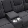 94.4" Home Theater Seating Modern Manual Recliner Sofa Chairs with Storage Box and Two Cup Holders for Living Room, Black