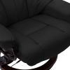 Massage Recliner with Ottoman Black Faux Leather and Bentwood