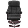 Massage Recliner with Ottoman Gray Faux Leather and Bentwood
