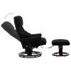 Massage Recliner with Ottoman Black Faux Leather and Bentwood