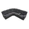 94.4" Home Theater Seating Modern Manual Recliner Sofa Chairs with Storage Box and Two Cup Holders for Living Room, Black