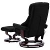 Massage Recliner with Ottoman Black Faux Leather and Bentwood