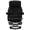 Massage Recliner with Ottoman Black Faux Leather and Bentwood