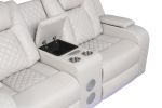 Benz LED & Power Recliner 2 PC Made With Faux Leather in Ice