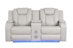 Benz LED & Power Recliner 2 PC Made With Faux Leather in Ice