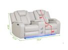 Benz LED & Power Recliner 2 PC Made With Faux Leather in Ice