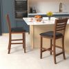 Set of 2 Counter Height Bar Chair Kitchen Island Stool with Backrest and Footrest