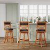 30" Bar Height X-Back Swivel Stool, Natural Finish, Charcoal Fabric Seat