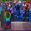 Portable Wireless Party Speaker with 7 Colorful Lights Remote Control Party Speaker with TWS Function FM Radio USB MMC Card Reading Aux In Recording F