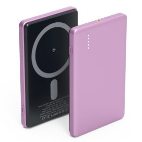 2 In 1 5000mAh 8MM Slim MagSafe Wireless Power Bank PD20W Magnetic Fast Charger Portable Phone Charger Fit for IOS Phone 15 14 13 12 Series And More (Option: Pink)