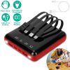 10000mAh Portable Charger Power Bank External Battery Pack w/ 4 Built-in Cables w/ LED Flashlight