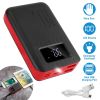 10000mAh Portable Power Bank External Battery Pack Charger Dual USB Charge Ports with LCD Display Flashlight Type C Micro USB Lightning Input Ports