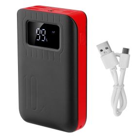 10000mAh Portable Power Bank External Battery Pack Charger Dual USB Charge Ports with LCD Display Flashlight Type C Micro USB Lightning Input Ports (Option: Red)