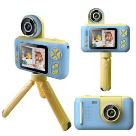 Kids Digital Camera with Flip Lens Children Video Camcorder Christmas Toy Birthday Gifts with Tripod 2.4in Screen 32G MMC Card for 3-10 Year Old Boys (Option: Blue)