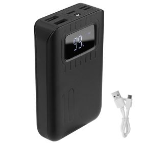 10000mAh Portable Power Bank External Battery Pack Charger Dual USB Charge Ports with LCD Display Flashlight Type C Micro USB Lightning Input Ports (Option: Black)