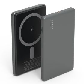 2 In 1 5000mAh 8MM Slim MagSafe Wireless Power Bank PD20W Magnetic Fast Charger Portable Phone Charger Fit for IOS Phone 15 14 13 12 Series And More (Option: Black)