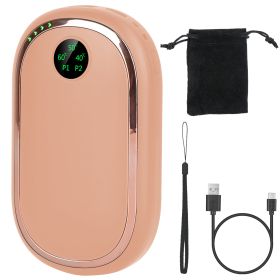 Rechargeable Hand Warmer Electric Hand Heater Portable Reusable Pocket Warmer Power Bank with Digital Display Sunset Light 3 Levels Double-sided Heati (Option: Pink)