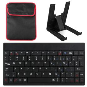 80 Keys Wired Keyboard Mini USB Connector Keyboard Portable Durable Keyboard w/ Carry Bag Tablet Stand for Android Window Tablet (Option: Black)