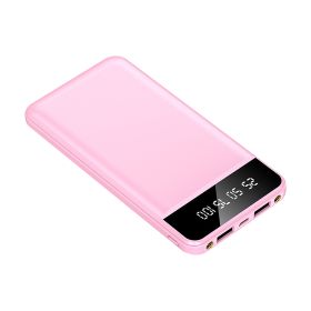 10000mAh Power Bank Portable Ultra Slim Charger External Battery Pack with 2 USB Output Ports Charging Cable LED Flashlight Compatible with IOSPhone 1 (Option: Pink)