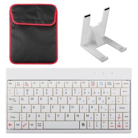 80 Keys Wired Keyboard Mini USB Connector Keyboard Portable Durable Keyboard w/ Carry Bag Tablet Stand for Android Window Tablet (Option: White)
