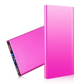 20000mAh Power Bank Ultra-thin External Battery Pack Phone Charger Dual USB Ports (Option: HotPink)