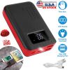 10000mAh Portable Power Bank External Battery Pack Charger Dual USB Charge Ports with LCD Display Flashlight Type C Micro USB Lightning Input Ports
