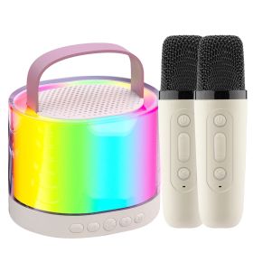 Mini Karaoke Machine With 2 Wireless Microphones Portable Karaoke Set for Kids Adults with RGB Lights Magic Sounds Echo Effect Gift for Boys Girls (Option: White)
