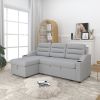MH83.5" Convertible Sleeper Combo Sofa, Convertible Sofa Bed Polyester Pullout Bed with Storage Recliner and Cup Holder for Living Room, Tight Spaces