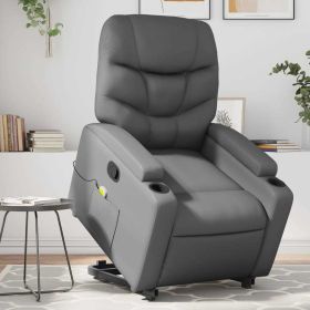 Stand up Massage Recliner Chair Gray Faux Leather (Color: Gray)