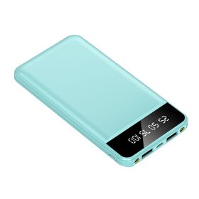 10000mAh Power Bank Portable Ultra Slim Charger External Battery Pack with 2 USB Output Ports Charging Cable LED Flashlight Compatible with IOSPhone 1 (Option: Blue)