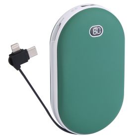 8000mAh 2 In 1 Electric Hand Warmer Rechargeable Hand Heater Portable Pocket Warmer with Power Bank 3 Heating Levels Digital Display Double-sided Heat (Option: Green)