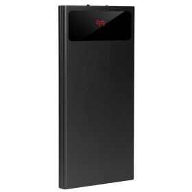 20000mAh Power Bank Ultra-thin External Battery Pack Phone Charger Dual USB Ports Flashlight Battery Remain Display (Option: Black)