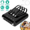 10000mAh Portable Charger Power Bank External Battery Pack w/ 4 Built-in Cables w/ LED Flashlight